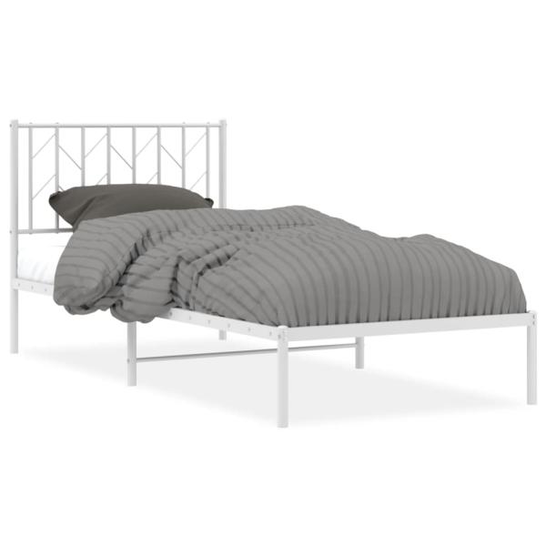 Bettgestell mit Kopfteil Metall Weiß 90x200 cm