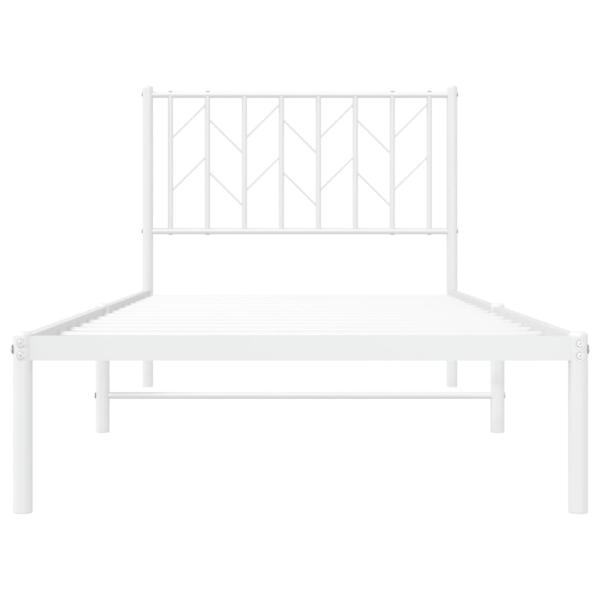 Bettgestell mit Kopfteil Metall Weiß 90x200 cm