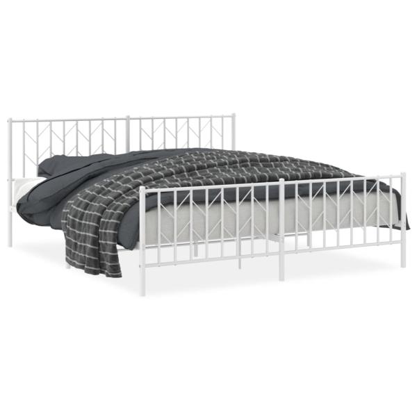 Bettgestell mit Kopf- und Fußteil Metall Weiß 183x213 cm