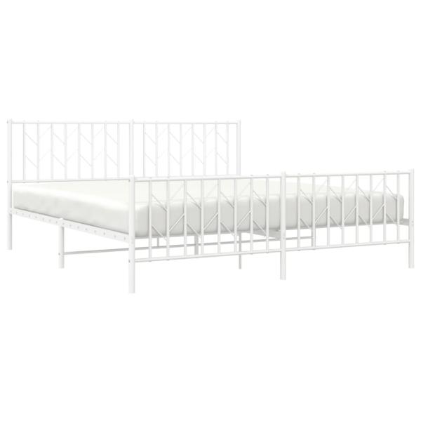 Bettgestell mit Kopf- und Fußteil Metall Weiß 183x213 cm