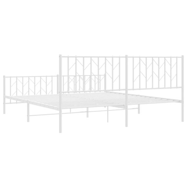 Bettgestell mit Kopf- und Fußteil Metall Weiß 183x213 cm