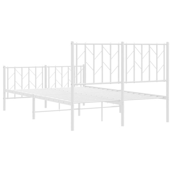 Bettgestell mit Kopf- und Fußteil Metall Weiß 120x200 cm