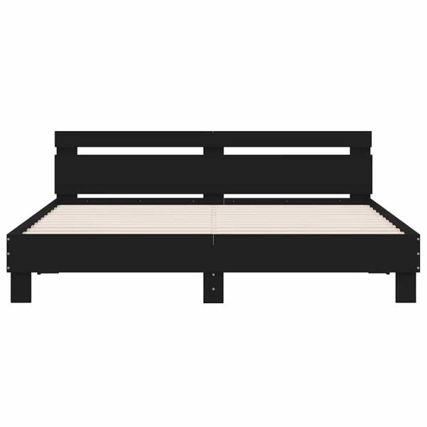 Bettgestell mit Kopfteil Schwarz 200x200 cm Holzwerkstoff