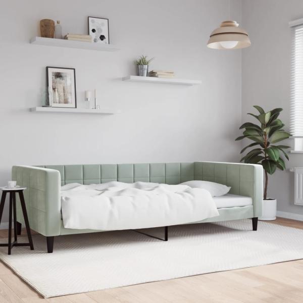 ARDEBO.de - Tagesbett Hellgrau 100x190 cm Samt