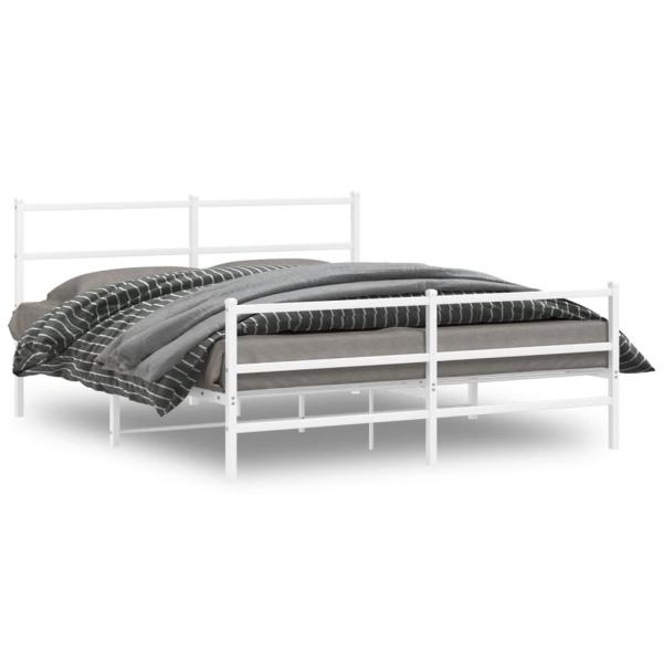 Bettgestell mit Kopf- und Fußteil Metall Weiß 150x200 cm