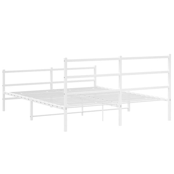 Bettgestell mit Kopf- und Fußteil Metall Weiß 150x200 cm