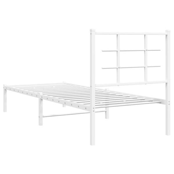 Metallbett ohne Matratze mit Kopfteil Weiß 75x190 cm