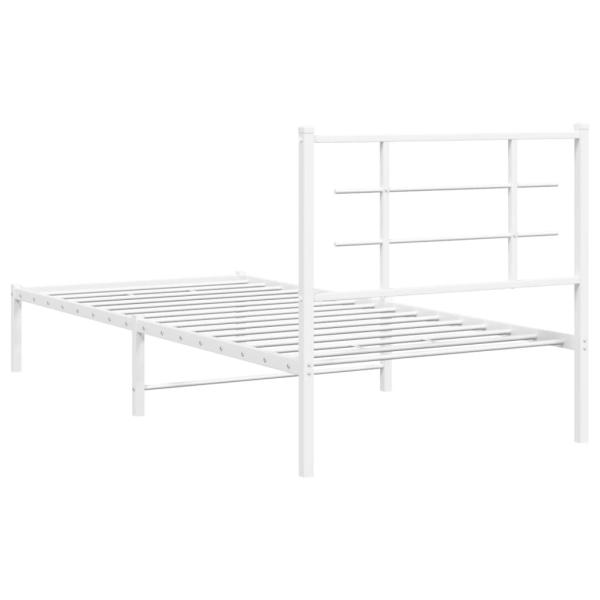 Bettgestell mit Kopfteil Metall Weiß 90x190 cm