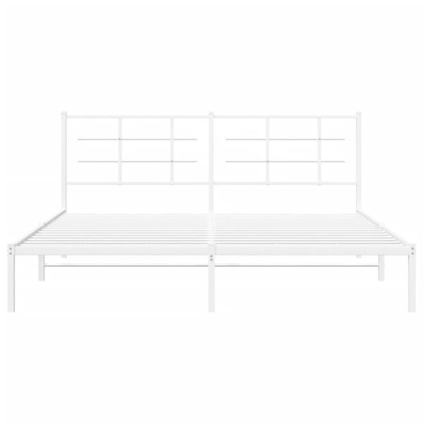 Bettgestell mit Kopfteil Metall Weiß 180x200 cm