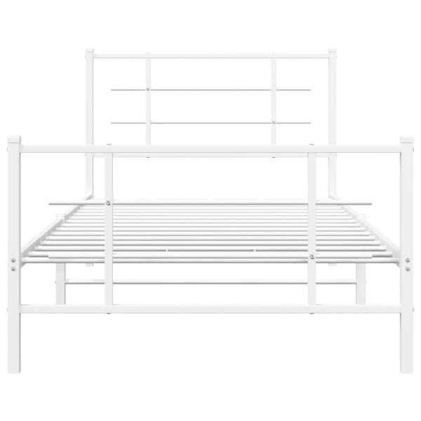 Bettgestell mit Kopf- und Fußteil Metall Weiß 100x200 cm