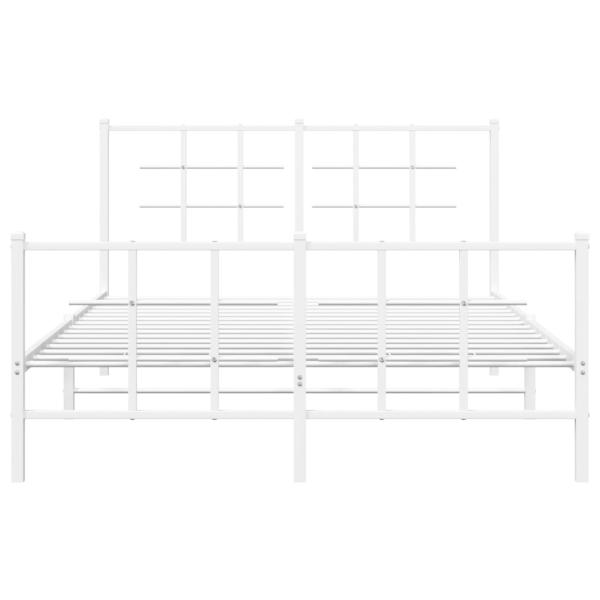 Bettgestell mit Kopf- und Fußteil Metall Weiß 140x190 cm