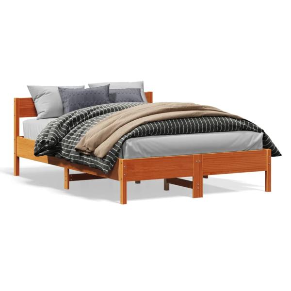 ARDEBO.de - Massivholzbett ohne Matratze Wachsbraun 135x190 cm Kiefernholz