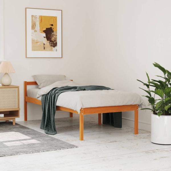 ARDEBO.de - Seniorenbett Wachsbraun 90x190 cm Massivholz Kiefer