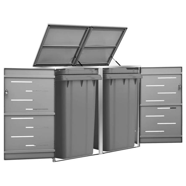 ARDEBO.de - Mülltonnenbox für 2 Tonnen 138x77,5x115 cm Edelstahl