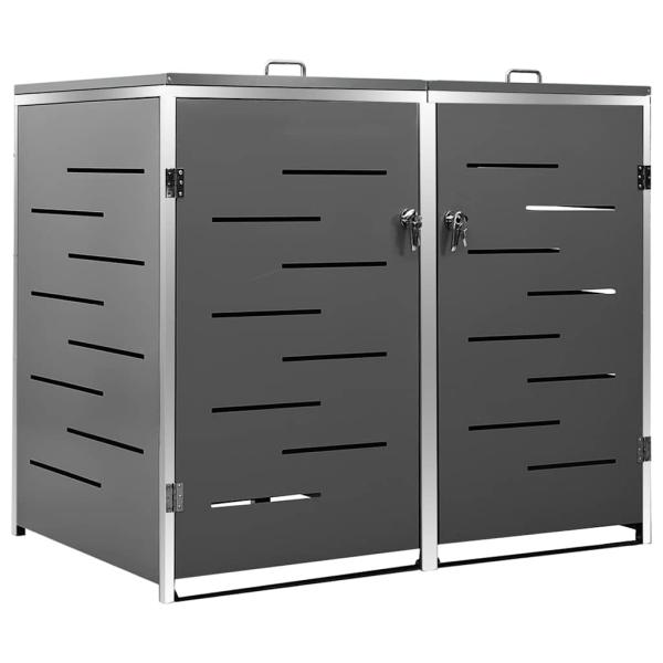Mülltonnenbox für 2 Tonnen 138x77,5x115 cm Edelstahl