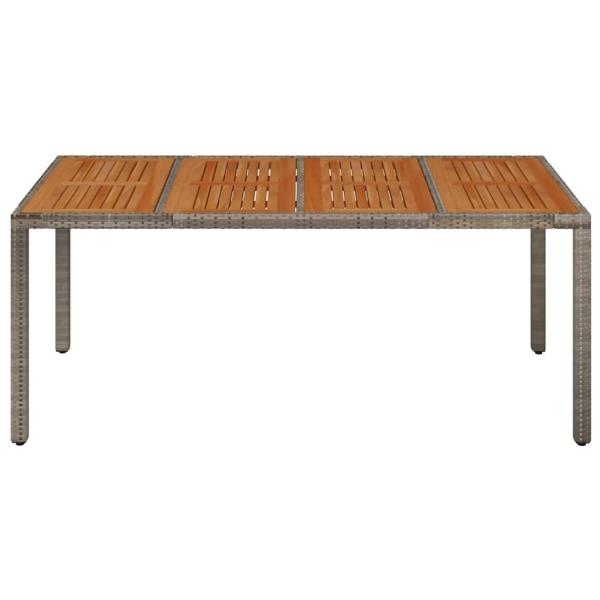 Gartentisch mit Holzplatte Grau 190x90x75 cm Poly Rattan