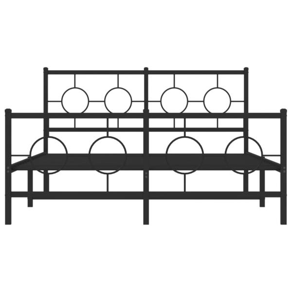 Bettgestell mit Kopf- und Fußteil Metall Schwarz 135x190 cm