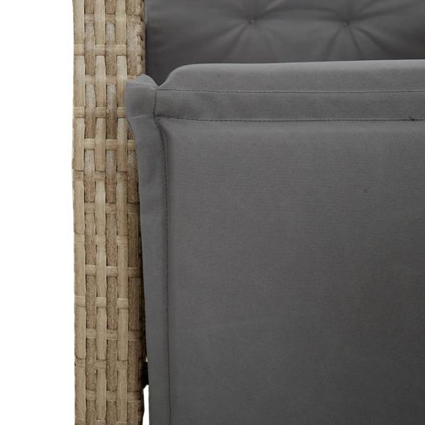 3-tlg. Bistro-Set mit Kissen Beige Poly Rattan
