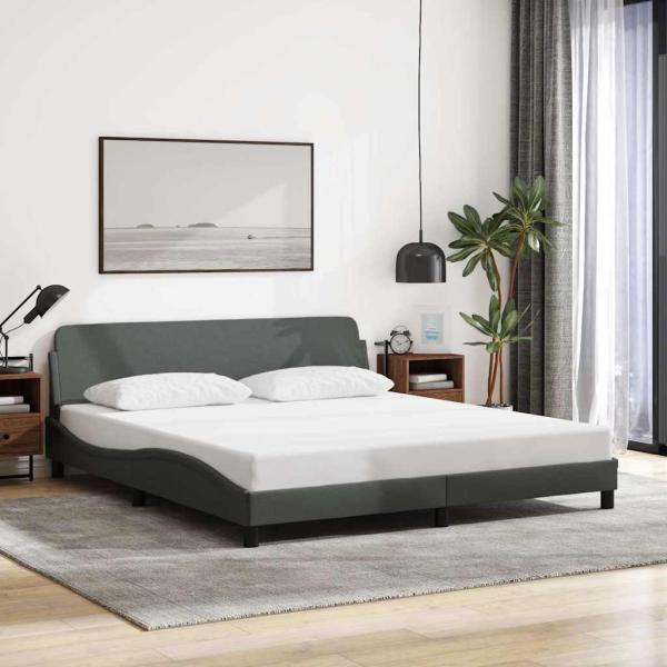ARDEBO.de - Bettgestell "Dover" Dunkelgrau 183x213 cm Stoff