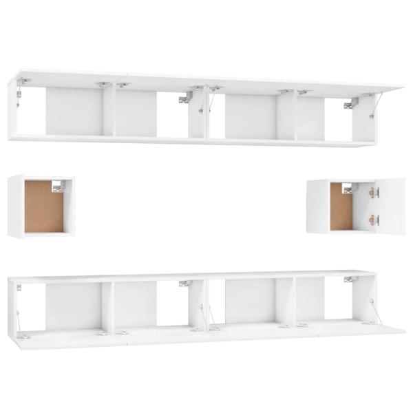 6-tlg. TV-Schrank-Set Weiß Holzwerkstoff