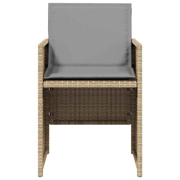 5-tlg. Garten-Essgruppe mit Kissen Beigemischung Poly Rattan