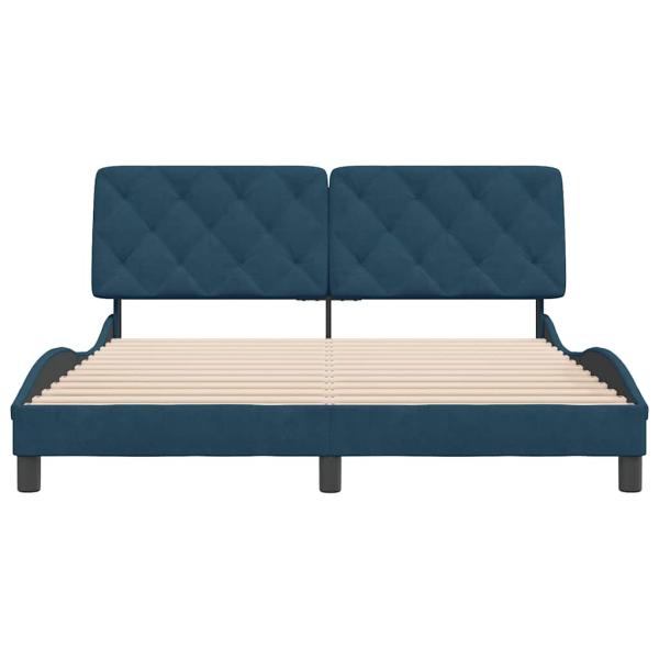 Bettgestell ohne Matratze Blau 160x200 cm Samt