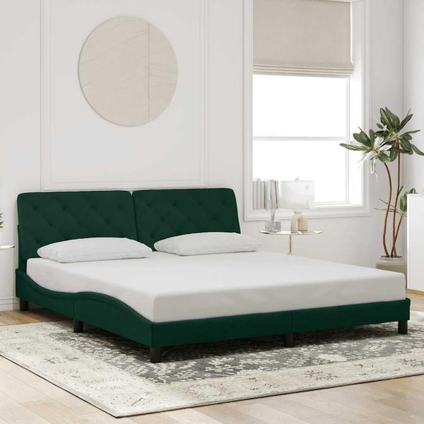 ARDEBO.de - Bettgestell ohne Matratze Dunkelgrün 180x200 cm Samt