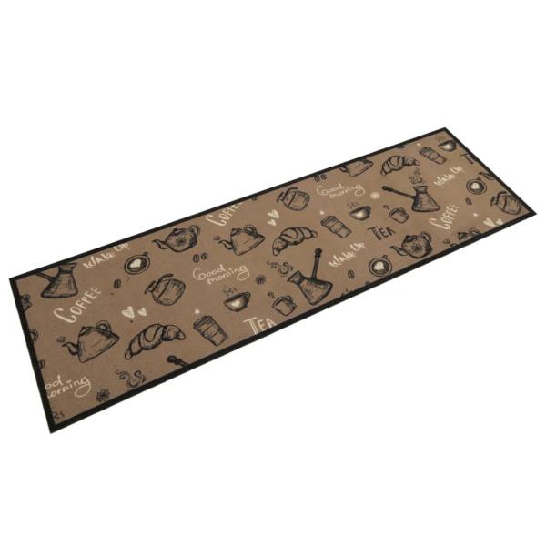 ARDEBO.de - Küchenteppich Waschbar ?Morning?-Aufdruck Braun 45x150 cm Samt