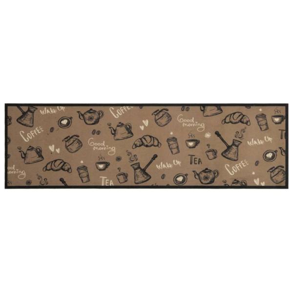 Küchenteppich Waschbar ?Morning?-Aufdruck Braun 45x150 cm Samt