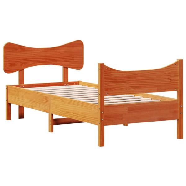Massivholzbett ohne Matratze Wachsbraun 75x190 cm Kiefernholz