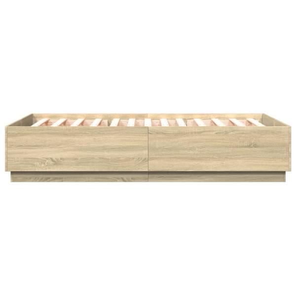 Bettgestell mit LED Sonoma-Eiche 140x200 cm Holzwerkstoff