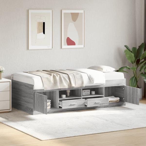 ARDEBO.de - Tagesbett mit Schubladen ohne Matratze Grau Sonoma 90x200 cm