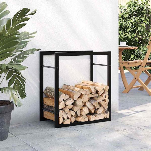 Brennholzregal Mattschwarz 50x28x56 cm Stahl