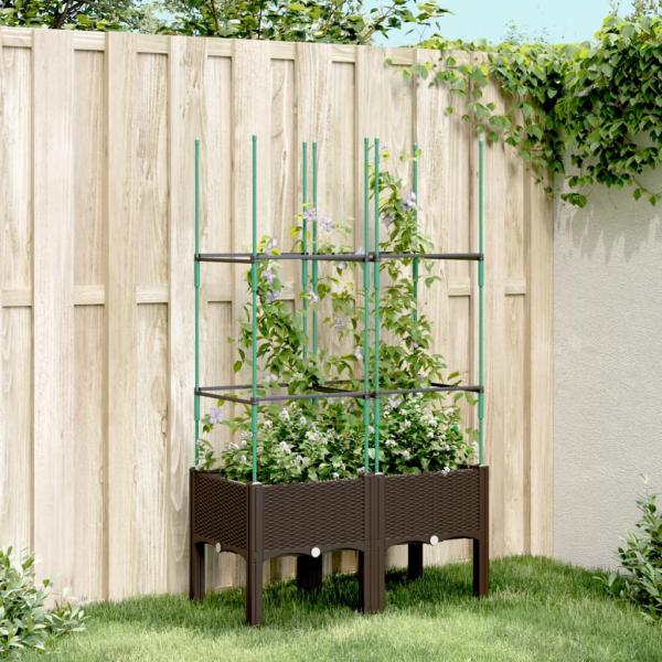 ARDEBO.de - Pflanzkübel mit Rankgitter Braun 80x40x142,5 cm PP