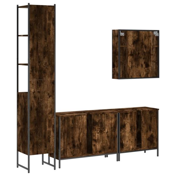 4-tlg. Badmöbel-Set Räuchereiche Holzwerkstoff