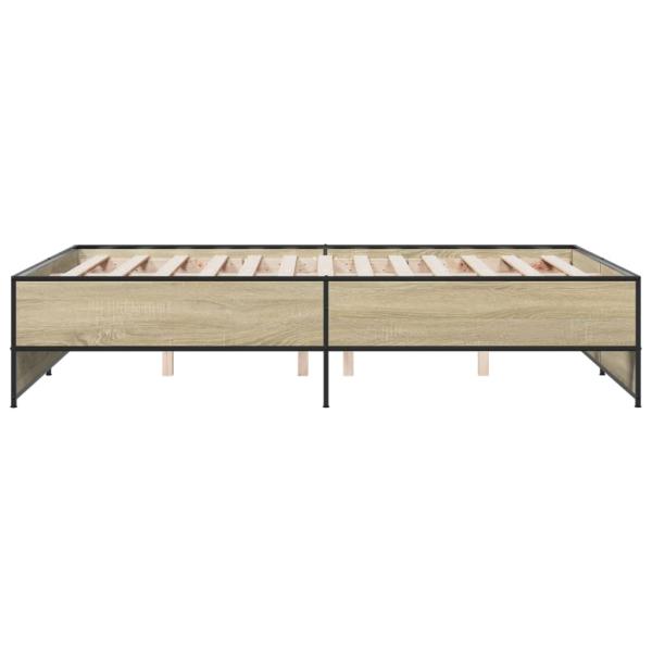 Bettgestell Sonoma-Eiche 135x190 cm Holzwerkstoff und Metall