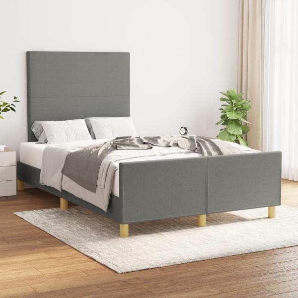 ARDEBO.de - Bettgestell ohne Matratze Dunkelgrau 120x190 cm Stoff