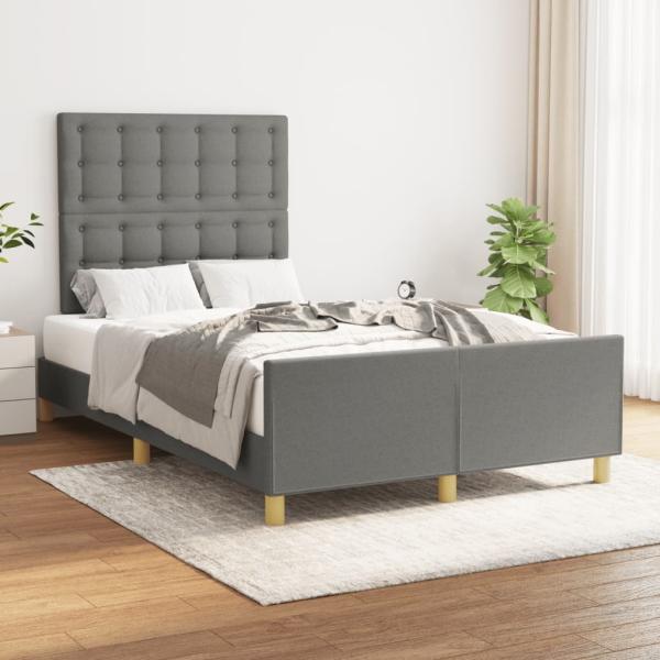 ARDEBO.de - Bettgestell ohne Matratze Dunkelgrau 120x190 cm Stoff