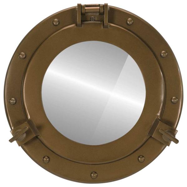 Bullaugen-Spiegel Wandmontage Ø30 cm Aluminium und Glas