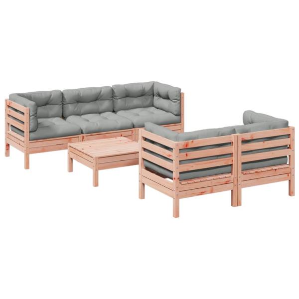 6-tlg. Garten-Sofagarnitur mit Kissen Massivholz Douglasie