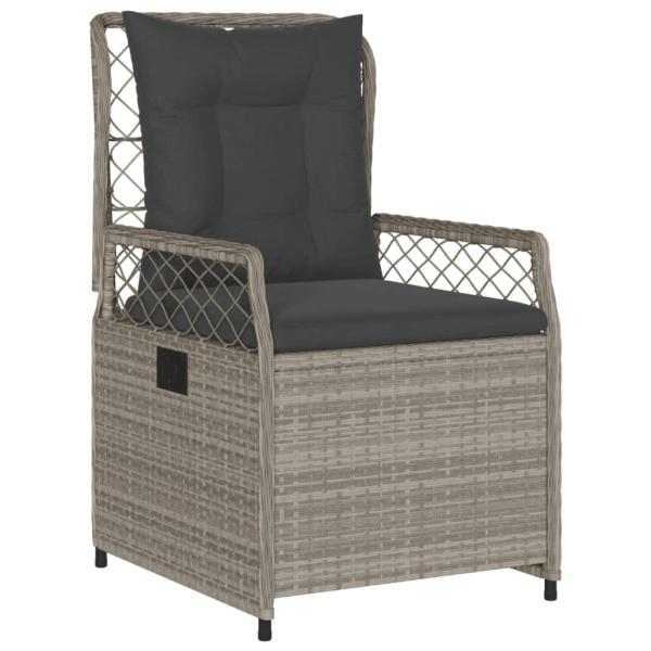 3-tlg. Garten-Essgruppe mit Kissen Hellgrau Poly Rattan