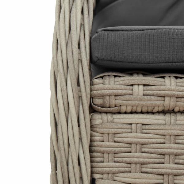 3-tlg. Garten-Essgruppe mit Kissen Hellgrau Poly Rattan