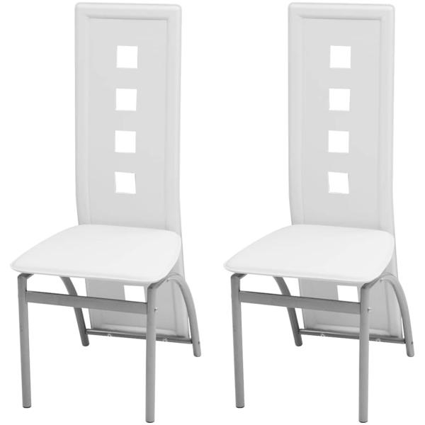 ARDEBO.de - Esszimmerstühle 2 Stk. Weiß Kunstleder