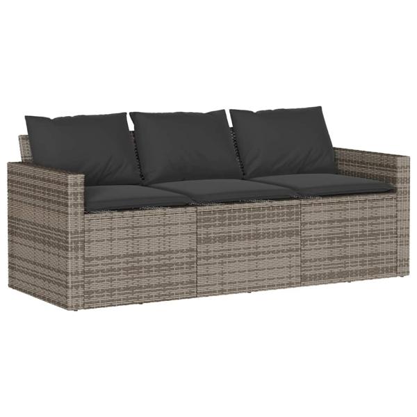 2-tlg. Garten-Essgruppe mit Kissen Grau Poly Rattan