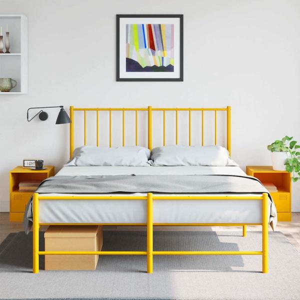 ARDEBO.de - Nachttische 2 Stk. Senfgelb 34,5x39x44 cm Stahl