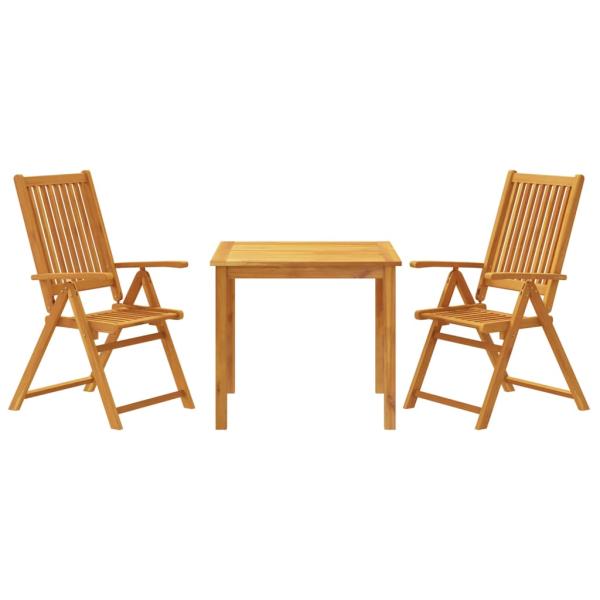 3-tlg. Garten-Essgruppe 85x85x74 cm Massivholz Akazie