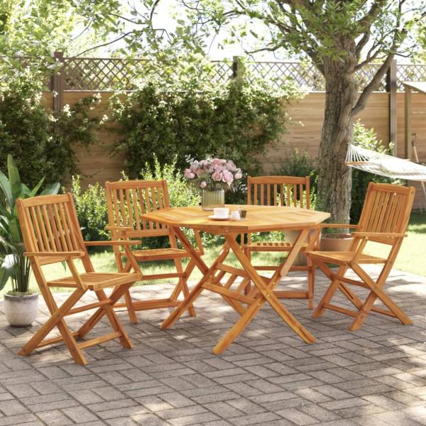 ARDEBO.de - 5-tlg. Garten-Essgruppe Klappbar Massivholz Akazie