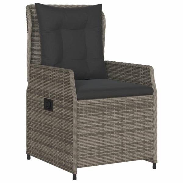 3-tlg. Garten-Essgruppe mit Kissen Grau Poly Rattan