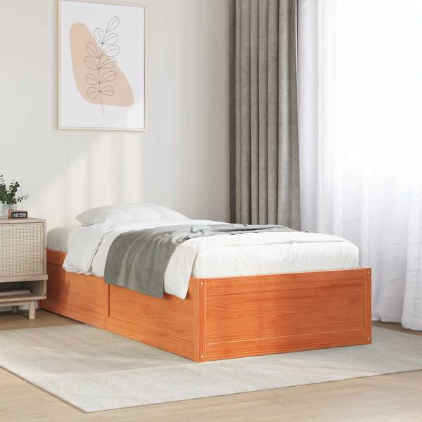 ARDEBO.de - Massivholzbett ohne Matratze Wachsbraun 100x200 Kiefernholz