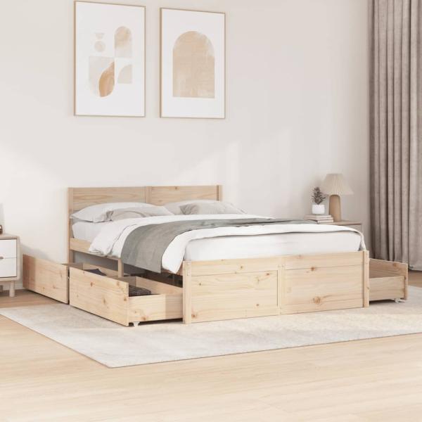 ARDEBO.de - Massivholzbett ohne Matratze 140x190 cm Kiefernholz